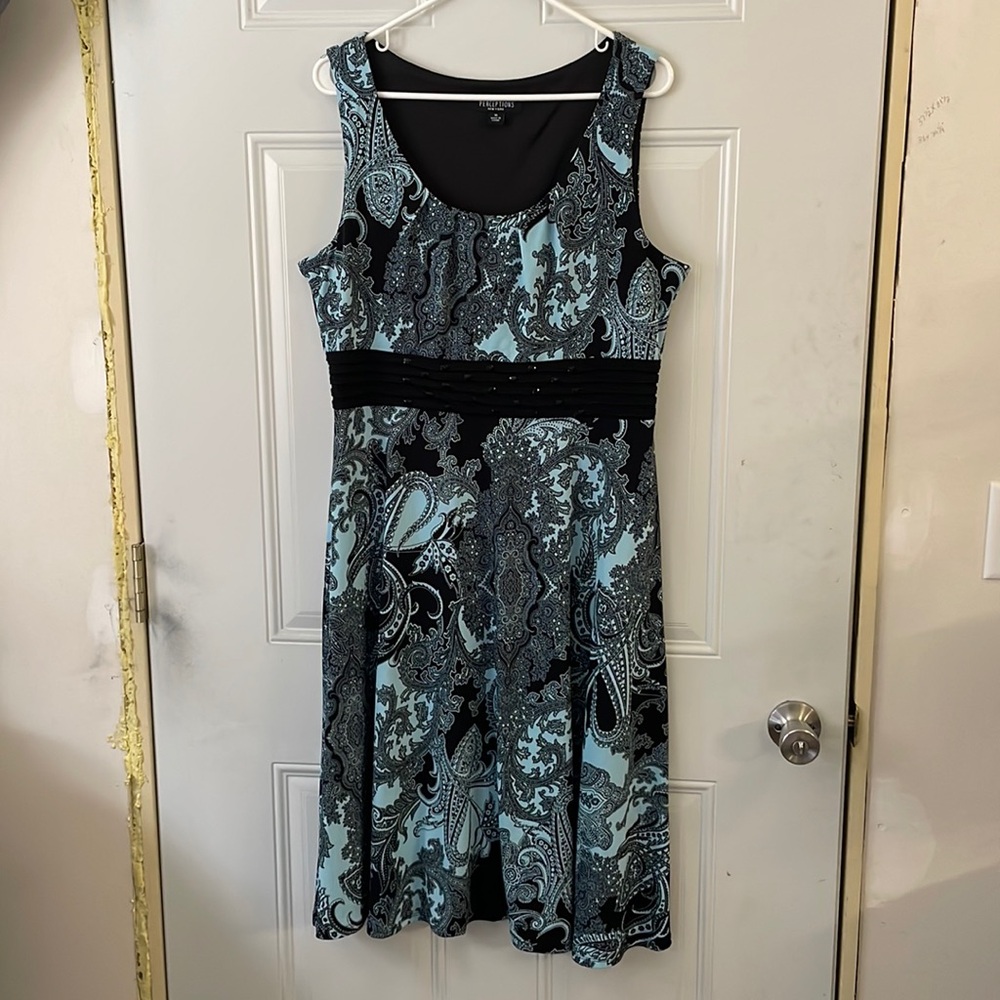 Size 16 Perception New York Black & Sky Blue Dress